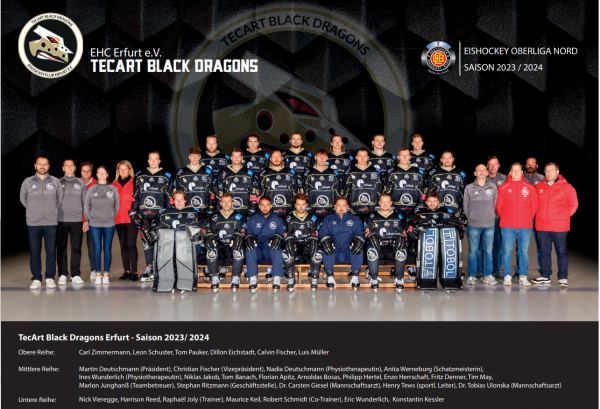 Mannschaftsfoto TecArt Black Dragons Saison 2023/2024